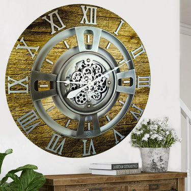 ENGLAND LINE WALL CLOCK ROUND 36 INCH GOLD ANTIQUE