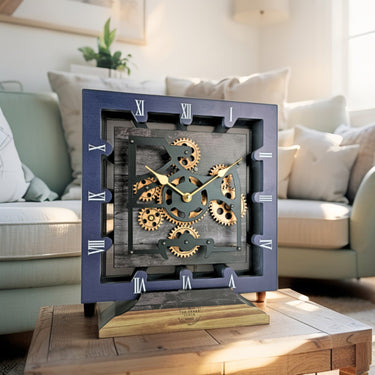 CANADA LINE DESK CLOCK SQUARE (HYBRID WALL) 10 INCH VINTAGE BLACK