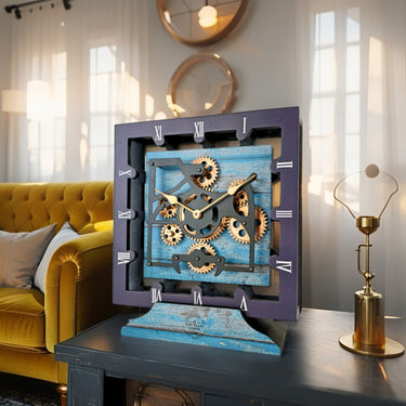 CANADA LINE DESK CLOCK SQUARE (HYBRID WALL) 10 INCH OCEAN BLUE