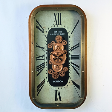 NORWAY LINE WALL CLOCK RECTANGULAR 36 X 20 INCH "OSLO" SILVER-WHITE