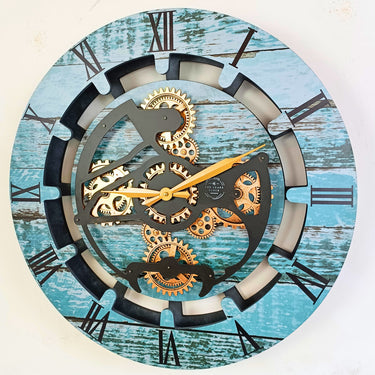 CANADA LINE WALL CLOCK ROUND 24 INCH AQUA GREEN