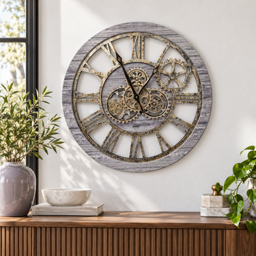 AMERICA LINE WALL CLOCK ROUND 24 INCH SILVER GREY