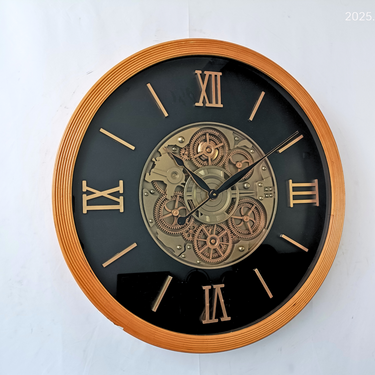 FINLAND LINE WALL CLOCK ROUND 28 INCH "LAHTI" BROWN-BLACK