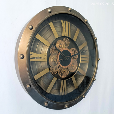 GERMANY LINE WALL CLOCK ROUND 26 INCH "BERLIN" GREY-COPPER"