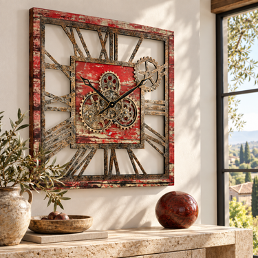 AMERICA LINE WALL CLOCK SQUARE 24 INCH RED LAVA