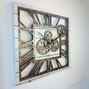 AMERICA LINE WALL CLOCK SQUARE 24 INCH WHITE FARMHOUSE