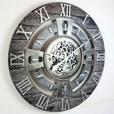 ENGLAND LINE WALL CLOCK ROUND 24 INCH CARBON GREY