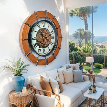 AUSTRIA LINE WALL CLOCK ROUND 36 INCH "SALZBURG" BROWN-WHITE