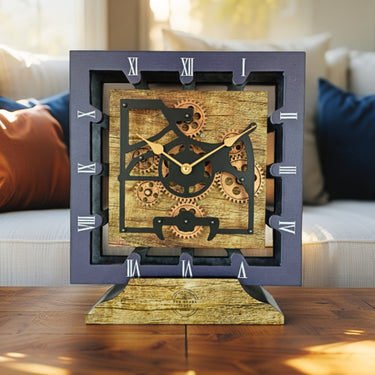 CANADA LINE DESK CLOCK SQUARE (HYBRID WALL) 10 INCH GOLD ANTIQUE