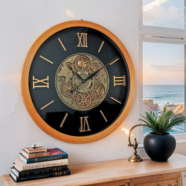 FINLAND LINE WALL CLOCK ROUND 28 INCH "LAHTI" BROWN-BLACK