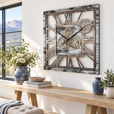AMERICA LINE WALL CLOCK SQUARE 24 INCH GREY AND WHITE