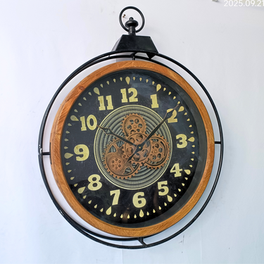 FINLAND LINE WALL CLOCK ROUND 28 INCH "HELSINKI" WOOD-BLACK