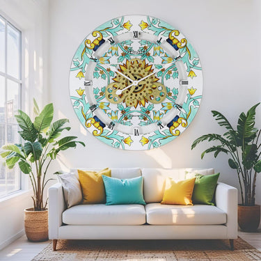 HORLOGE DE BUREAU/MURALE CONVERTIBLE AVEC VRAIS ENGRENAGES MOBILES 10 POUCES VERT AQUA