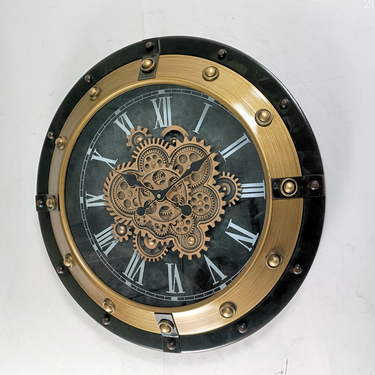 GERMANY LINE WALL CLOCK ROUND 32 INCH "HAMBURG" BRONZE-BLACK