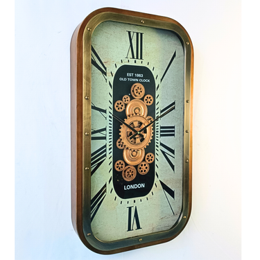 NORWAY LINE WALL CLOCK RECTANGULAR 36 X 20 INCH "OSLO" SILVER-WHITE