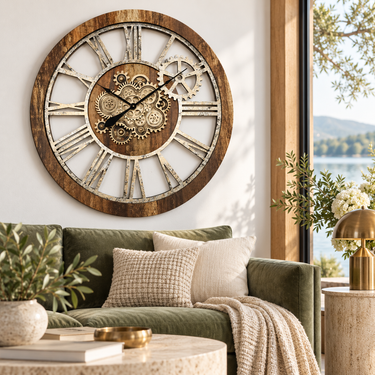 AMERICA LINE WALL CLOCK ROUND 36 INCH VINTAGE BROWN
