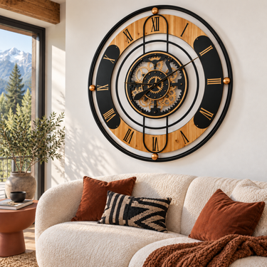 SWITZERLAND LINE WALL CLOCK ROUND 36 INCH BLACK