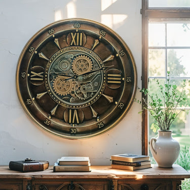 IRELAND LINE WALL CLOCK ROUND 24 INCH "WATERFORD" DARK-BRONZE