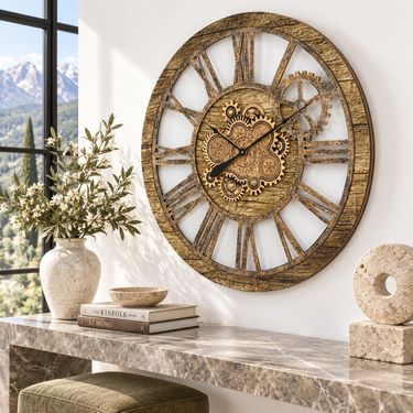 AMERICA LINE WALL CLOCK ROUND 36 INCH GOLD ANTIQUE