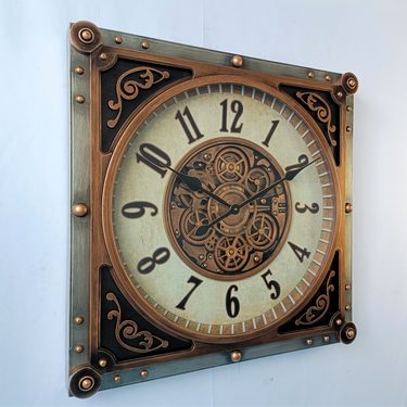 MONACO LINE WALL CLOCK SQUARE 32 INCH "MONTE CARLO" BRASS-IRON