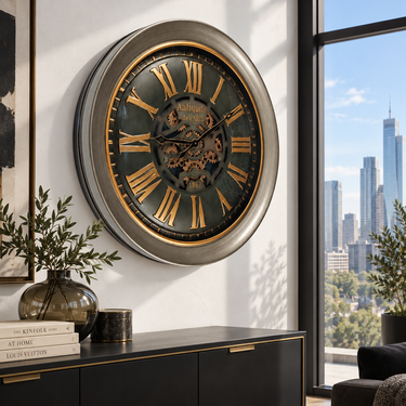 LUXEMBOURG LINE WALL CLOCK ROUND 40 INCH "BUURGLAATZ" BRONZE-ANTIQUE