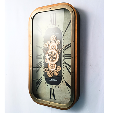 NORWAY LINE WALL CLOCK RECTANGULAR 36 X 20 INCH "OSLO" SILVER-WHITE