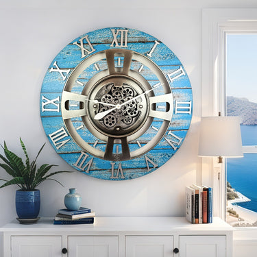 ENGLAND LINE WALL CLOCK ROUND 36 INCH OCEAN BLUE