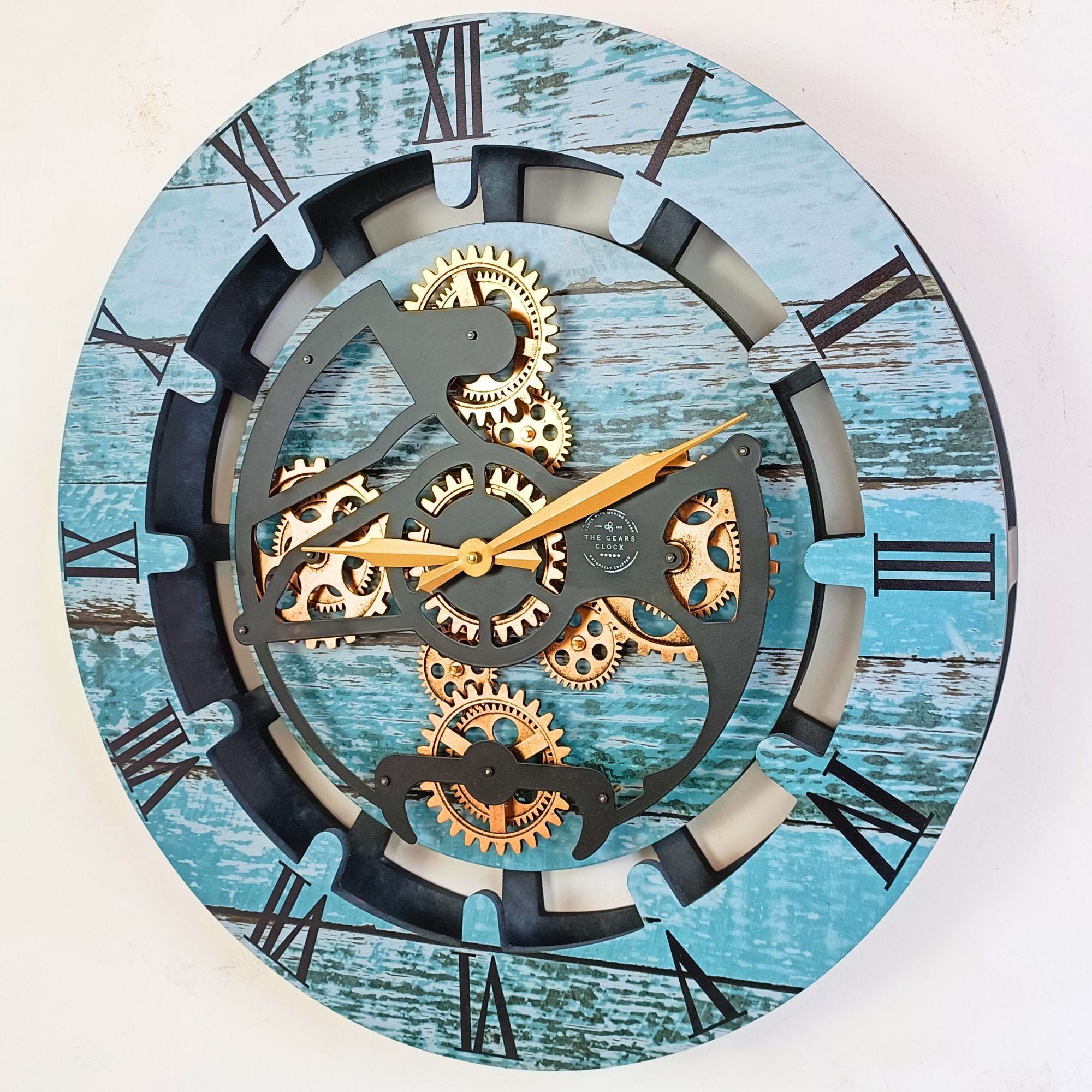 Retro Industriële Wind Gear Vintage Houten Wandklo... - Grandado Retro Industriële Wind Gear Vintage Houten Wandklo... - Grandado