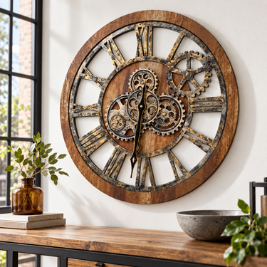 AMERICA LINE WALL CLOCK ROUND 24 INCH VINTAGE BROWN