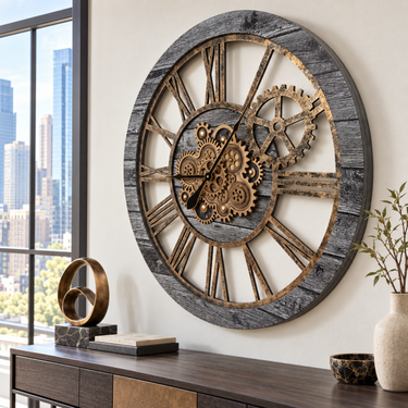 AMERICA LINE WALL CLOCK ROUND 36 INCH CARBON GREY