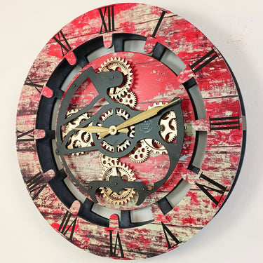 CANADA LINE WALL CLOCK ROUND 24 INCH RED LAVA