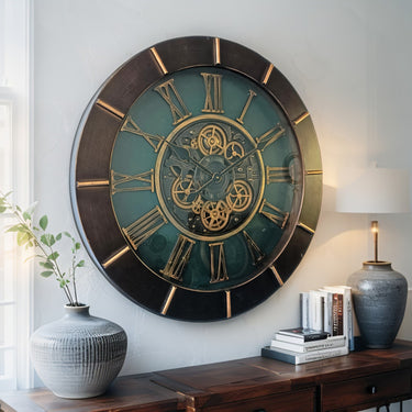 AUSTRIA LINE WALL CLOCK ROUND 32 INCH "INNSBRUCK" DARK-BROWN