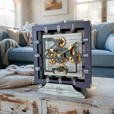 CANADA LINE DESK CLOCK SQUARE (HYBRID WALL) 10 INCH SILVER GREY