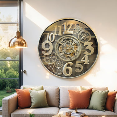 MONACO LINE WALL CLOCK ROUND 40 INCH "FONTVIELLE" BRONZE-BRASS