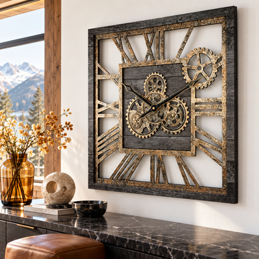 AMERICA LINE WALL CLOCK SQUARE 24 INCH CARBON GREY