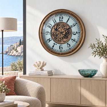 MONACO LINE WALL CLOCK ROUND 26 INCH "LA CONDAMINE" BRASS-WHITE