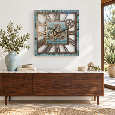 AMERICA LINE WALL CLOCK SQUARE 24 INCH AQUA GREEN