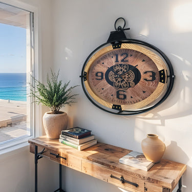 FINLAND LINE WALL CLOCK OVAL 26 INCH "ESPOO" WOOD-BLACK