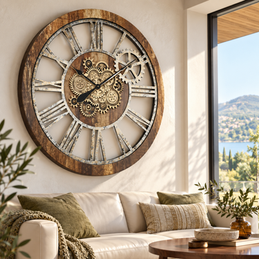 AMERICA LINE WALL CLOCK ROUND 36 INCH VINTAGE BROWN