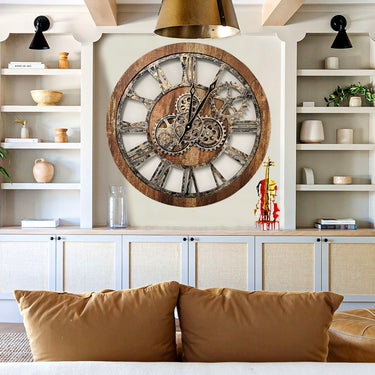 AMERICA LINE WALL CLOCK ROUND 24 INCH VINTAGE BROWN
