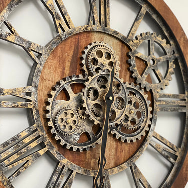 WALL CLOCK 24 INCH VINTAGE BROWN
