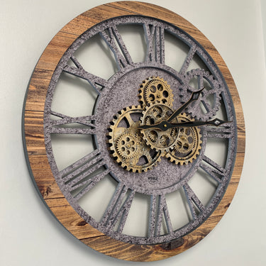 WALL CLOCK 24 INCH WOOD & STONE