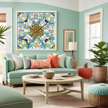 HORLOGE DE BUREAU/MURALE CONVERTIBLE AVEC VRAIS ENGRENAGES MOBILES 10 POUCES VERT AQUA