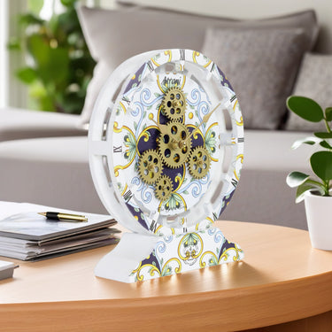 HORLOGE DE BUREAU/MURALE CONVERTIBLE AVEC VRAIS ENGRENAGES MOBILES 10 POUCES VERT AQUA