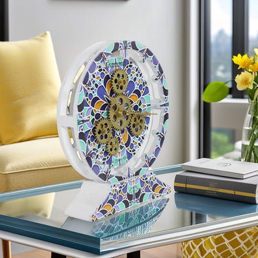 HORLOGE DE BUREAU/MURALE CONVERTIBLE AVEC VRAIS ENGRENAGES MOBILES 10 POUCES VERT AQUA