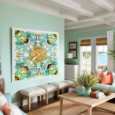 HORLOGE DE BUREAU/MURALE CONVERTIBLE AVEC VRAIS ENGRENAGES MOBILES 10 POUCES VERT AQUA