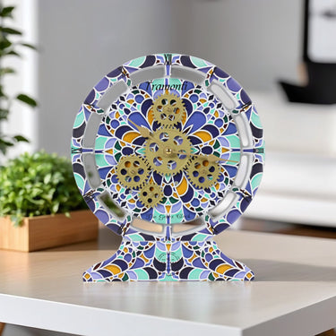 HORLOGE DE BUREAU/MURALE CONVERTIBLE AVEC VRAIS ENGRENAGES MOBILES 10 POUCES VERT AQUA