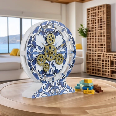 HORLOGE DE BUREAU/MURALE CONVERTIBLE AVEC VRAIS ENGRENAGES MOBILES 10 POUCES VERT AQUA