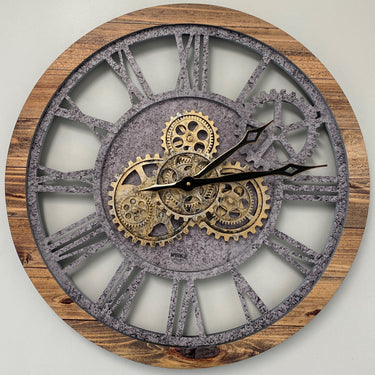 AMERICA LINE WALL CLOCK ROUND 24 INCH WOOD & STONE – The Gears Clock