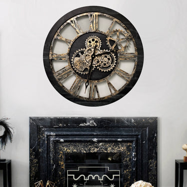 WALL CLOCK 24 INCH VINTAGE BLACK